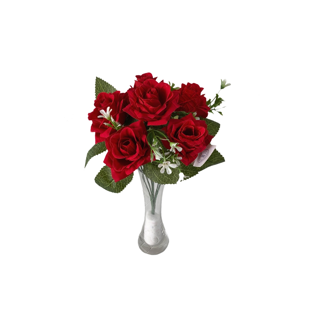 MINI BUQUE DE ROSA DIAMANTE AVELUDADA X 6 (M) 30CM