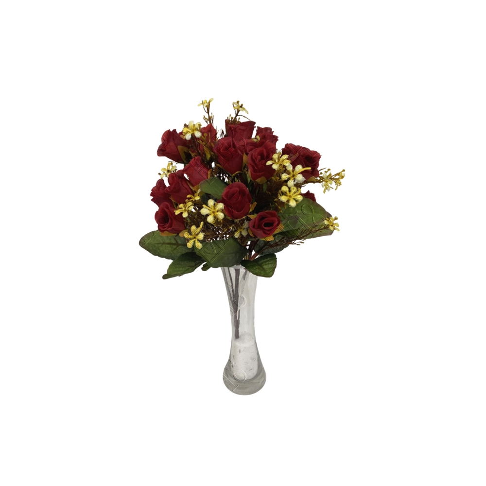 MINI BUQUE DE ROSA/BOTAO X 21 (M) 34CM
