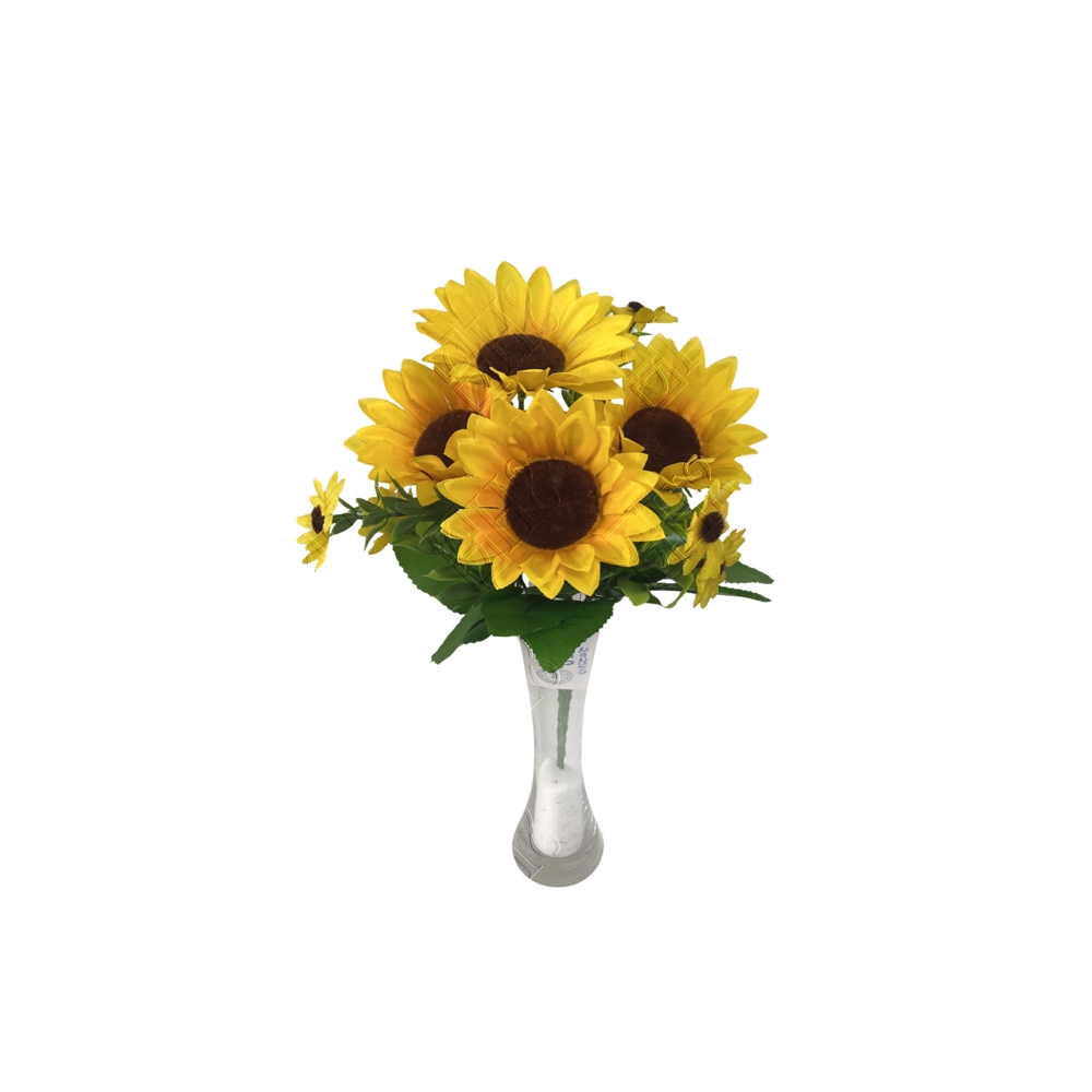 MINI BUQU&Ecirc; DE GIRASSOL X 7 (M) 30CM (FLOR 10CM)