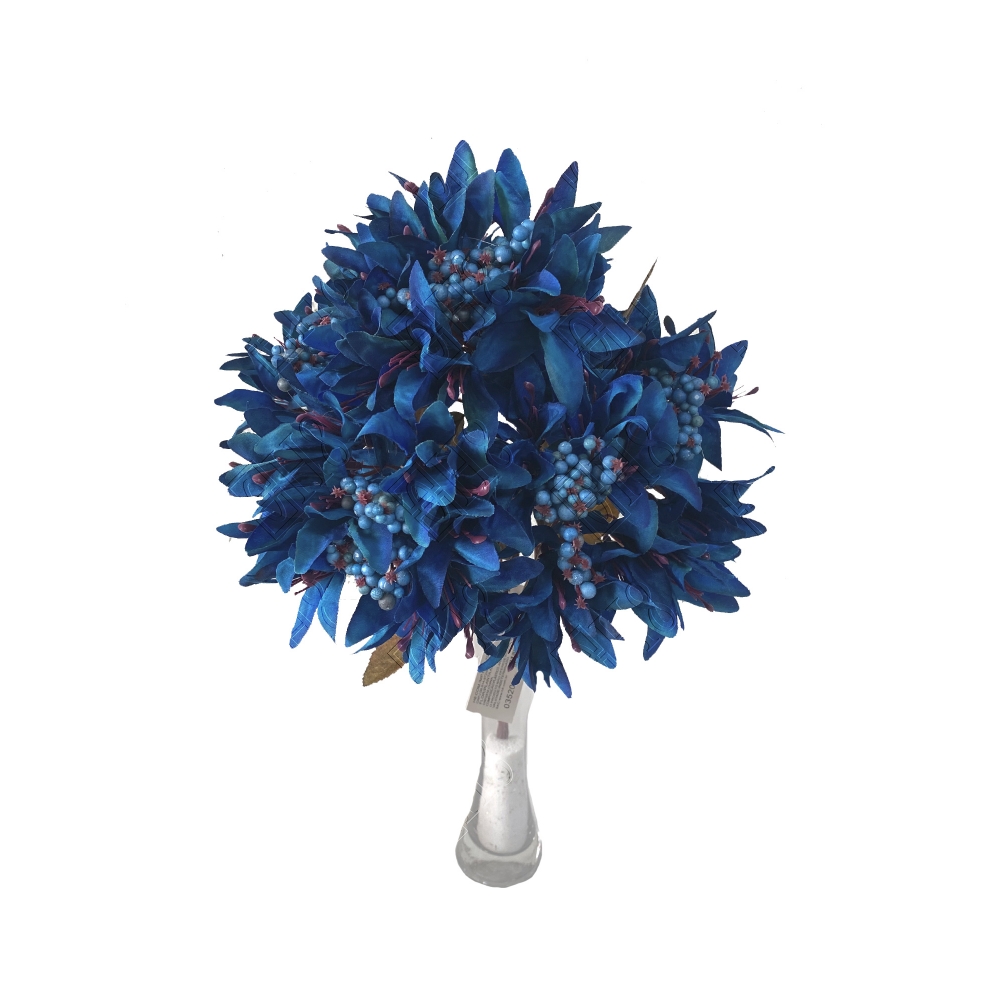 BUQUE DE MINI LIRIO ENVELHECIDO AZUL ESCURO X 6 (M) 40CM