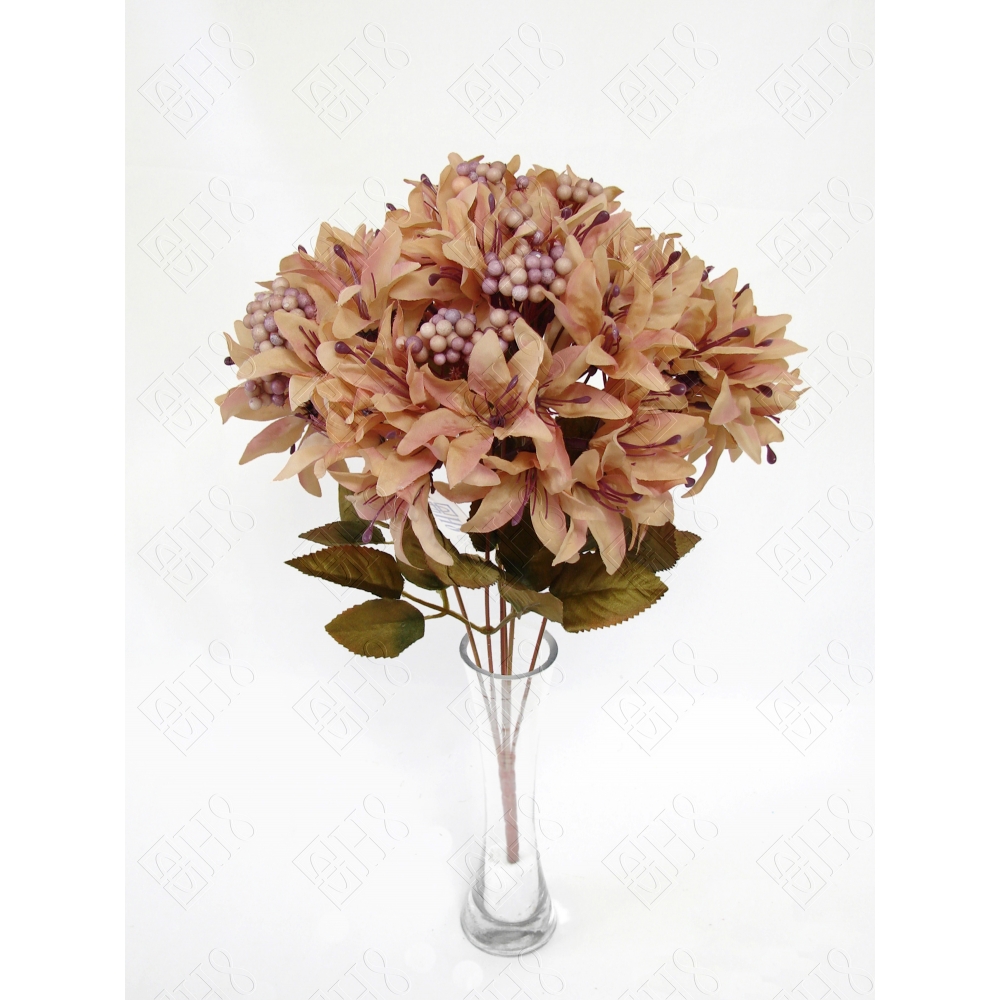 BUQUE DE MINI LIRIO ENVELHECIDO MARROM X 6 (M) 40CM