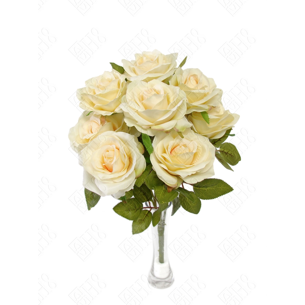 BUQUE DE ROSA ENVELHECIDA CREME X 10 (M) 47CM