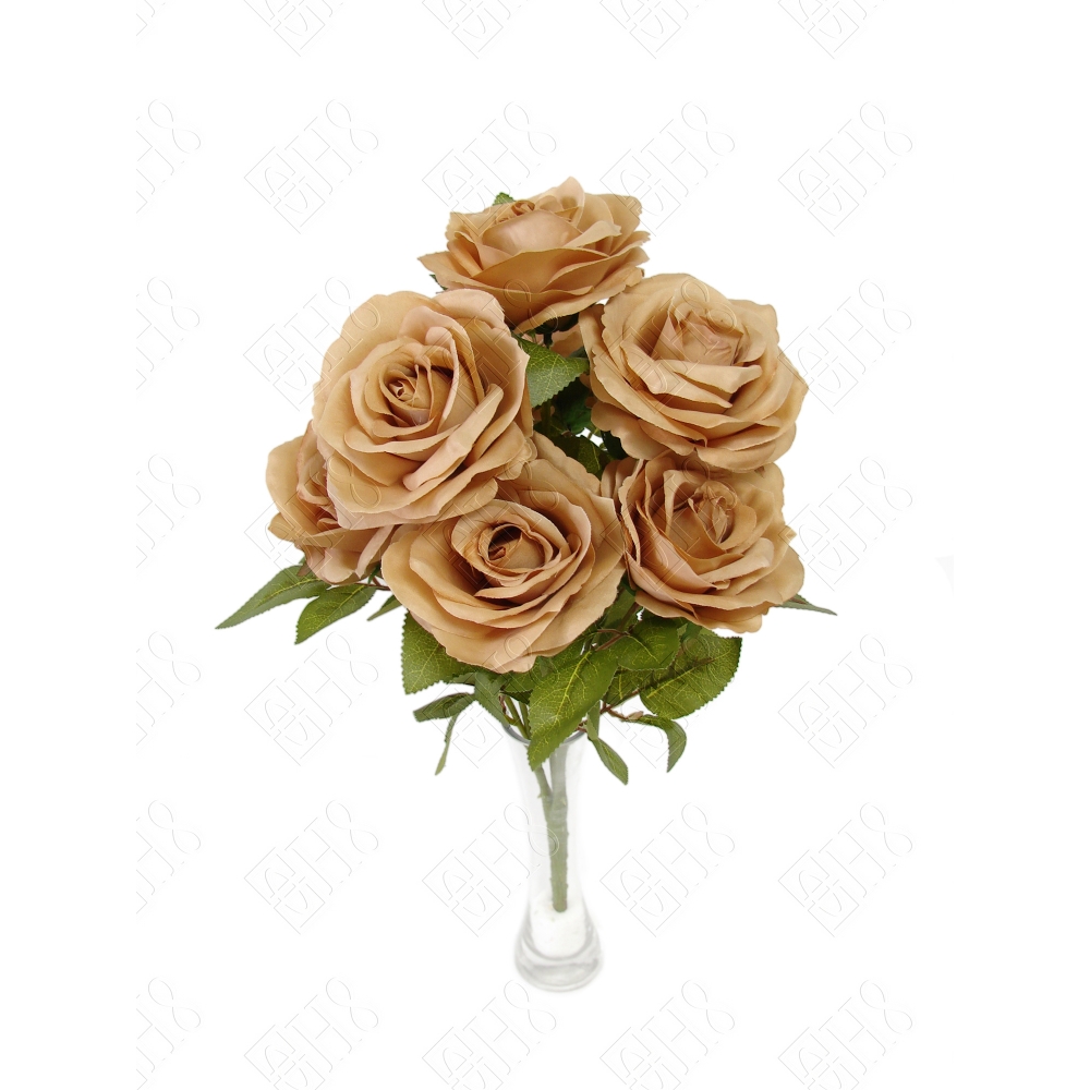 BUQUE DE ROSA ENVELHECIDA MARROM X 10 (M) 47CM