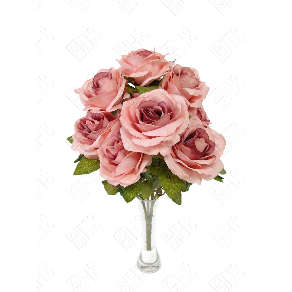 BUQUE DE ROSA ENVELHECIDA ROSA C/ MIOLO X 10 (M) 47CM