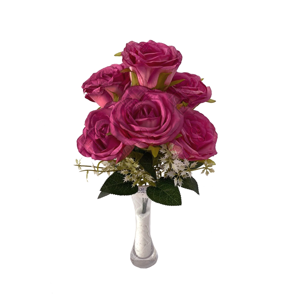 BUQU&Ecirc; DE ROSAS X 7 (M) 38CM (8CM FLOR) (POR COR)