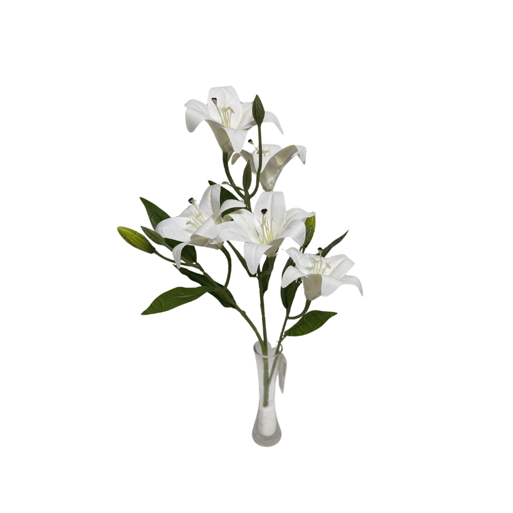 BUQUE DE LIRIO WHITE ( X GALHOS X 5 FLORES) (D) 54CM