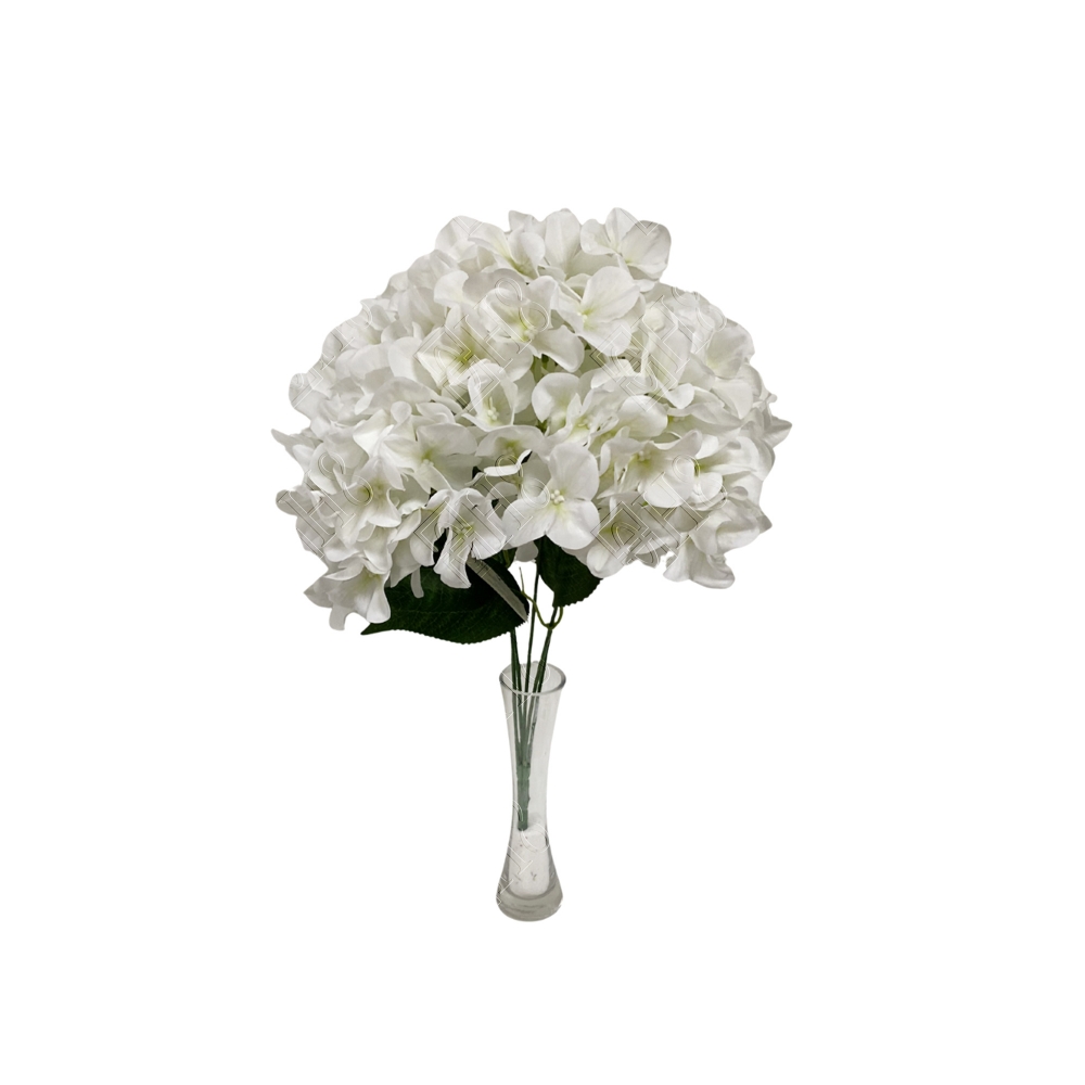 BUQUE DE HORTENSIA 3D BRANCA X 5 (M) 48CM