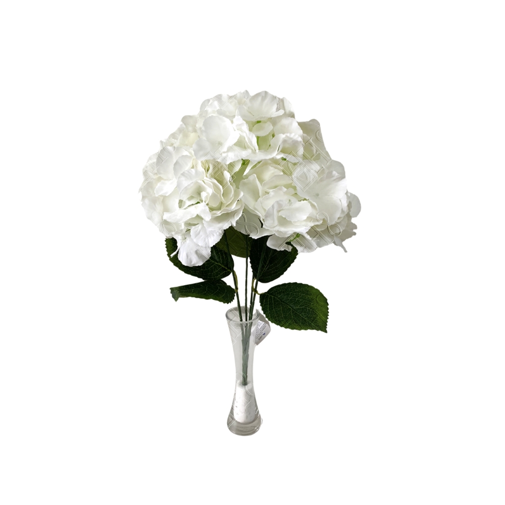 BUQUE DE HORTENSIA BRANCA X 5 (M) 43CM
