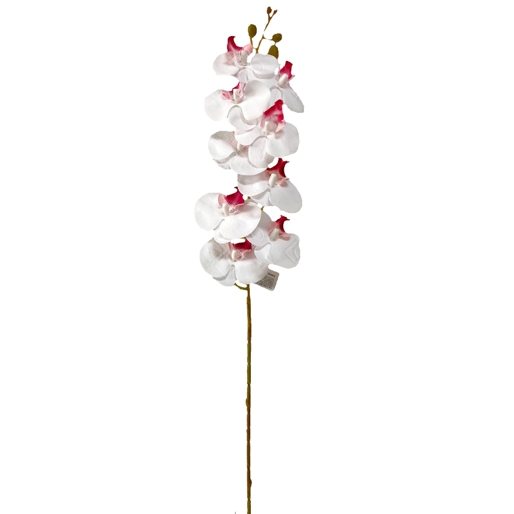 ORQUIDEA BRANCA COM MIOLO ROSA TOQUE REAL X 9 (M) 89CM