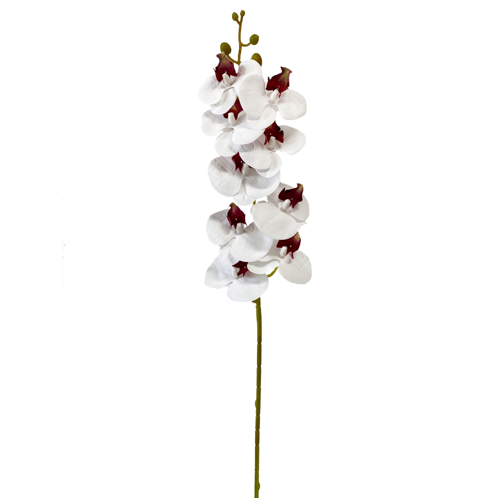ORQU&Iacute;DEA TOQUE REAL BRANCA COM MIOLO VINHO X 9 (M) 89CM