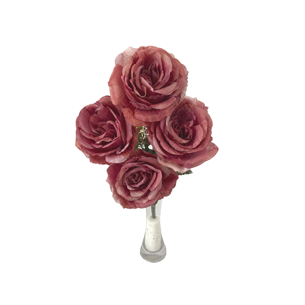 BUQU&Ecirc; DE ROSAS REDONDAS X 5 (M) 40CM