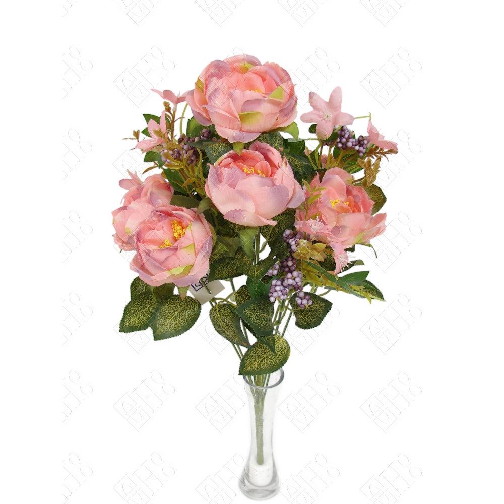 BUQUE DE PEONIA X 11 (7 FLORES) (M) 51CM BOX POR COR