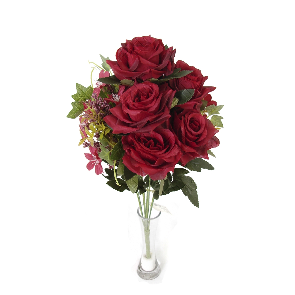 BUQUE DE ROSA DIAMANTE X 11 (7 FLORES) (M) 53CM BOX POR COR