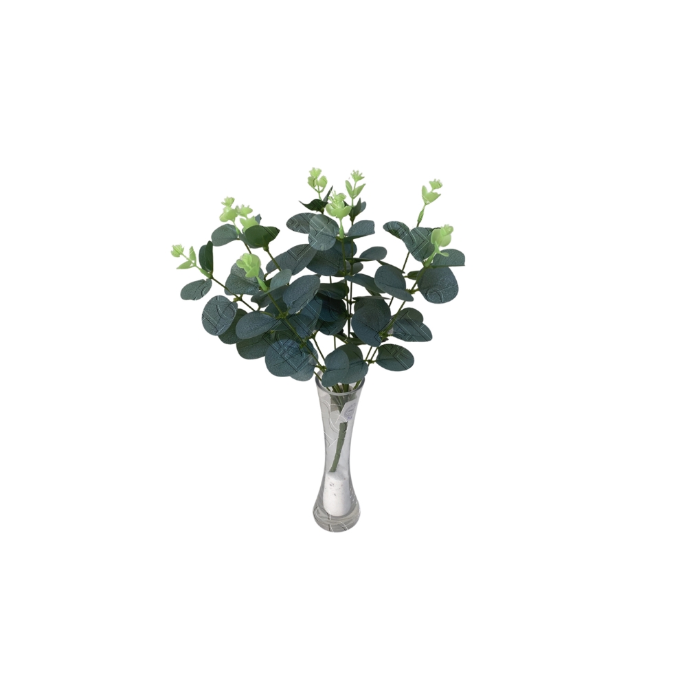 MINI BUQUE DE EUCALIPTO VERDE CLARO TOQUE NATURAL X 9 (M) 33CM